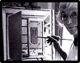 Marjorie in her studio painting